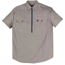 Big Bill Short-Sleeve Hickory Stripe Shirt With Half-Zip