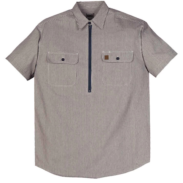 Big Bill Short-Sleeve Hickory Stripe Shirt With Half-Zip 1 Big Bill Short-Sleeve Hickory Stripe Shirt With Half-Zip