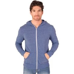 Blue Generation Adult Triblend Contrast Zip Front Hoodie