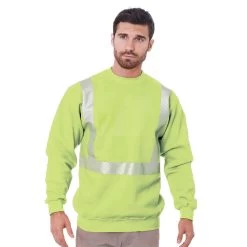 Bayside Hi-Vis 9.5 Oz. Crewneck Sweatshirt Segmented Striping