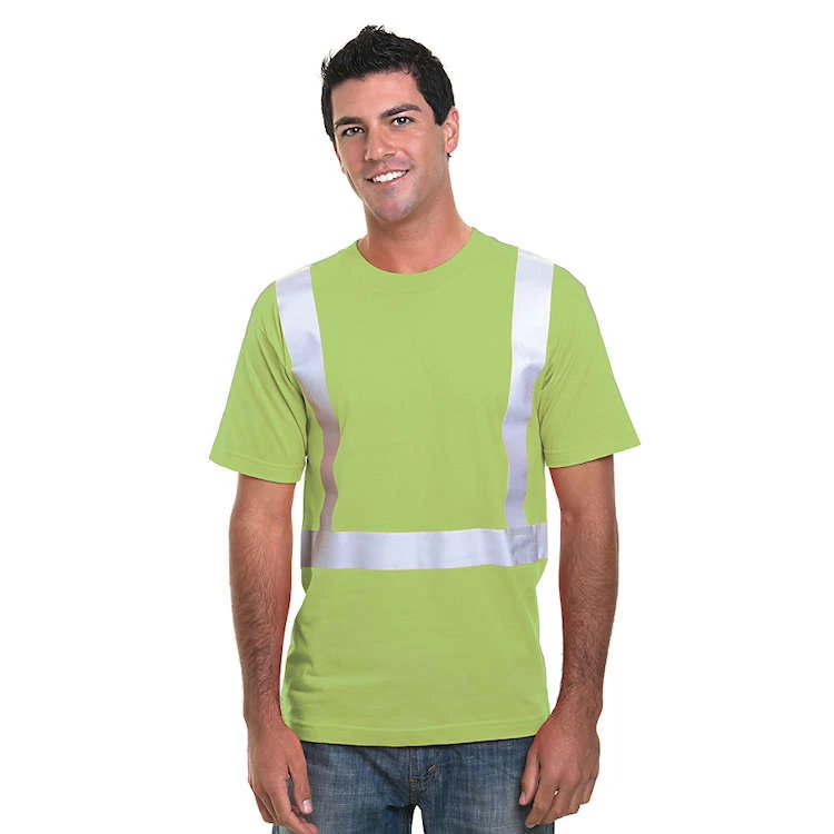 Bayside Hi-Vis Performance Crew Tee Solid Striping 1 Bayside Hi-Vis Performance Crew Tee Solid Striping