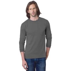 Bayside 6.1 Oz. Long Sleeve T-Shirt With Pocket