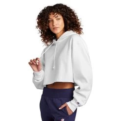 Champion ® Women’s Reverse Weave ® Cropped Cut-Off Hooded Sweatshirt -American Apparel Outlet Store CHRW01W@3