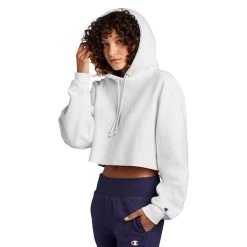 Champion ® Women’s Reverse Weave ® Cropped Cut-Off Hooded Sweatshirt -American Apparel Outlet Store CHRW01W@4