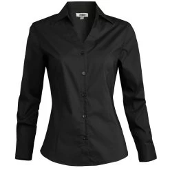 Edwards Women's V-Neck Long Sleeve Tailored Stretch Broadcloth Blouse
