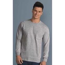 Gildan DryCotton Long Sleeve T-Shirt With Pocket