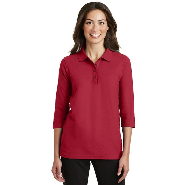 Port Authority® Ladies Silk Touch 3/4-Sleeve Polo 1 Port Authority® Ladies Silk Touch 3/4-Sleeve Polo