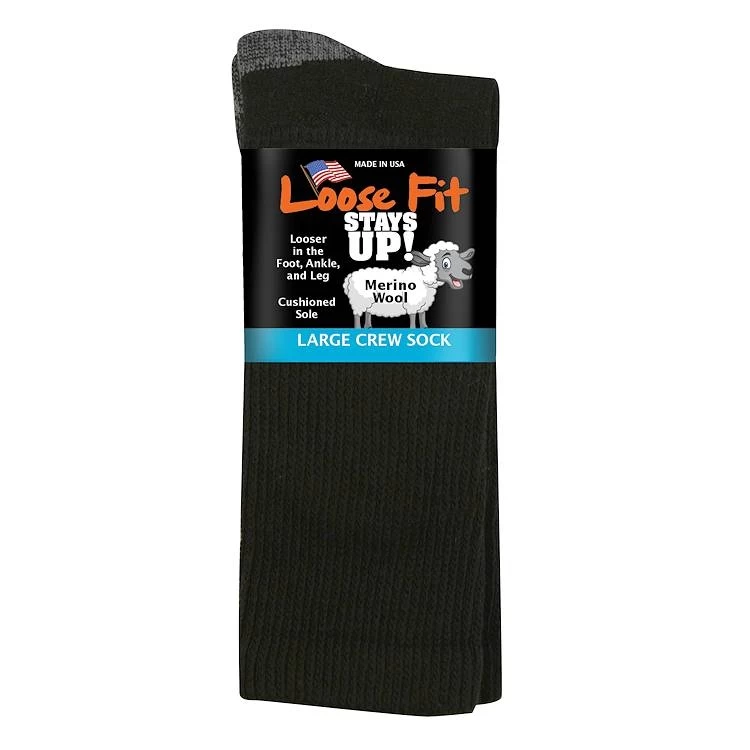 Extra Wide Sock Co Extra Wide Loose Fit Merino Wool Crew Socks - 2 Per Bag 1 Extra Wide Sock Co Extra Wide Loose Fit Merino Wool Crew Socks - 2 Per Bag